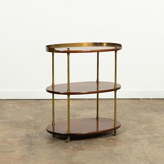 ENGLISH CAMPAIGN STYLE OVAL THREE-TIER TABLE