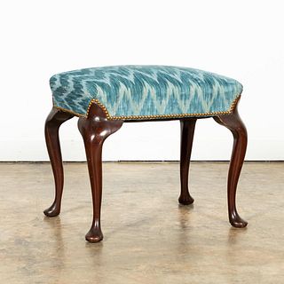 20TH C. QUEEN ANNE BENCH WITH SCALAMANDRE FABRIC