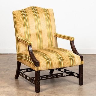 19TH C. CHINESE CHIPPENDALE GAINSBOROUGH ARMCHAIR