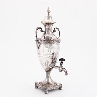 18TH C. OLD SHEFFIELD PLATE PERSONAL HOT WATER URN