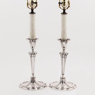 PAIR, GORHAM SILVERPLATE LAMPS, CARLYLE HOTEL