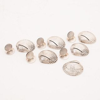 STERLING SHELL-FORM PLACE CARD HOLDERS, 11PCS