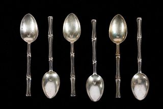 6 PCS, TIFFANY STERLING "BAMBOO" PATTERN SPOONS