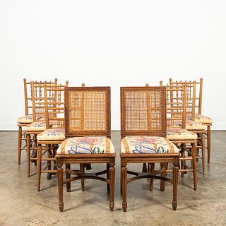 8 ASSEMBLED SIDE CHAIRS WITH BRAQUENIE UPHOLSTERY