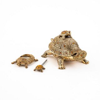JAY STRONGWATER STYLE 3PC TURTLE-FORM DESK SET