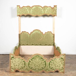 SCALAMANDRE UPHOLSTERED BAROQUE STYLE QUEEN BED