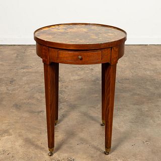 BAKER FRUITWOOD GUERIDON TABLE WITH FAUX MARBLE
