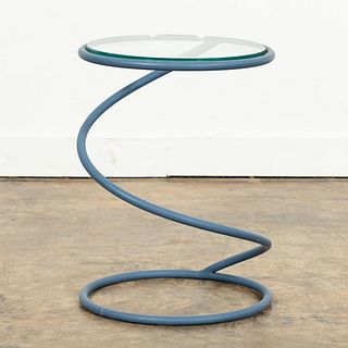 STYLE OF LEON ROSEN "SPRING" GLASS TOP SIDE TABLE