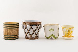 GROUP OF FOUR CERAMIC CACHEPOTS AND PLANTERS