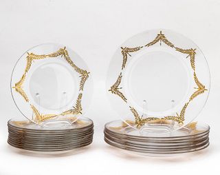 GILT ACCENTED GLASS SWAG MOTIF PLATES, 20PCS