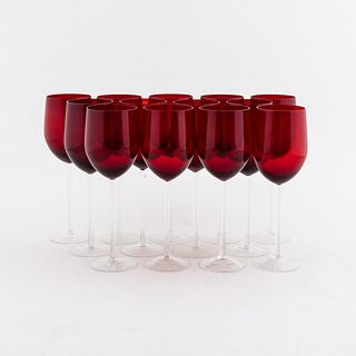 25 PCS, RUBY & CLEAR GLASS GOBLETS