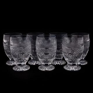 SET 7, COLORLESS CUT CRYSTAL FOOTED JUICE GLASSES