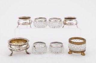 EIGHT PIECES STERLING SILVER SALT CELLARS