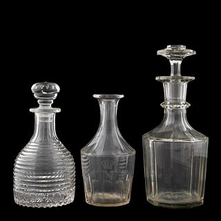 3 PIECES AMERICAN CUT GLASS DECANTERS