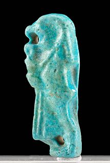 Egyptian Glazed Faience Pendant of Qebehsenuef