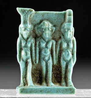 Egyptian Glazed Faience Amulet - Triad of Alexandria