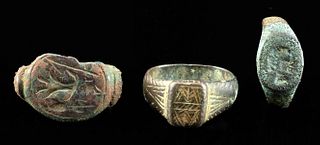 3 Roman Bronze & Leaded Brass Rings