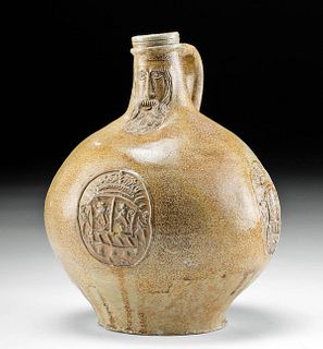 16th C. German Salt-Glazed Stoneware Bellarmine Jug
