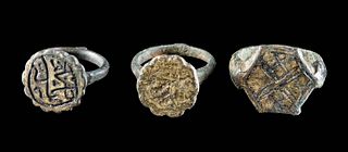 3 Medieval Islamic Brass Rings