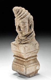 15th C. Indian Rajasthan Stucco and Stone Bust
