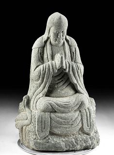 Early 20th C. Japanese Taisho Stone Buddha