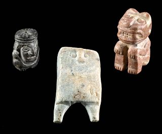 3 Chavin, Huari, and Moche Stone Figures