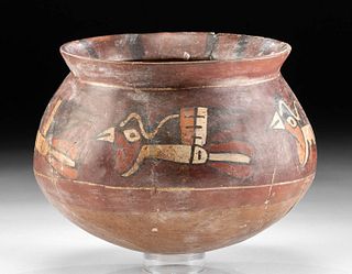Nazca Polychrome Pottery Jar w/ Birds & Crustacean