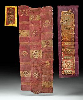 3 Huari, Chancay, & Chimu Polychrome Textile Fragments