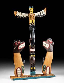 1958 British Columbia Wood Totem by Lawrence Jackson