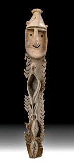 Large 20th C. Papua New Guinea Wood Figural Carving