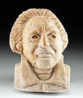 18th C. Stone Portrait Bust of Man - Washington?