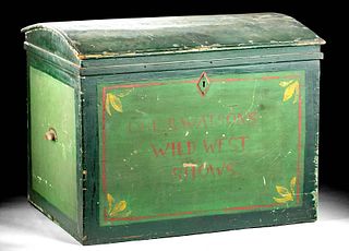 20th C. Painted Wood Trunk Watson's Wild West Show