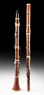 Early 19th C. English Wood & Ivory Flute & Clarinet