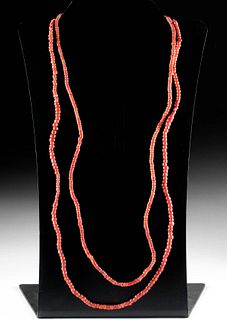 19th C. Venetian Red Glass Trade Bead Necklaces (pr)