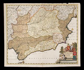 17th C. Dutch Map of Southern Spain by F. de Wit