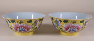 Pair of Chinese Porcelain 'Floral' Bowls w/ Mark