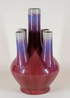 Chinese Flambe Glazed Flower Vase