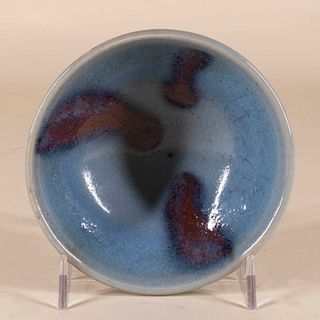 Small Jun Ware Bowl with Purple Manganese Splashes