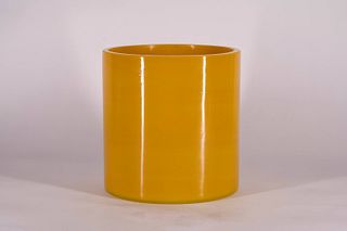 Large Yellow Beijing Glass Brush Pot
