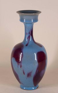 Jun Ware Vase with Purple Manganese Splashes