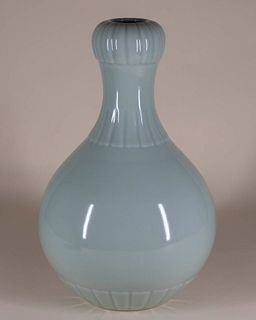 Celadon Porcelain Garlic Mouth Vase with Mark