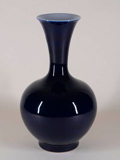 Chinese Cobalt Porcelain Bottle Vase with Mark