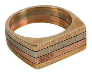 Multicolor 14 Karat Gold Ring, marked 14K, 8.9 grams.