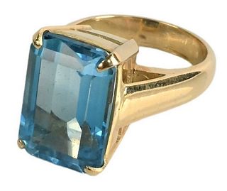 Large Topaz Ring, in gold setting, total weight 9.5 grams, size 4.