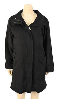 Loro Piana Black "Icer" Cashmere Zip Front Coat, having zip out lining, stand up collar, front slip pockets, size M/L, in excellent condition, minimal