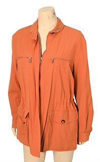 Loro Piana Wool "Storm System" Jacket, orange, front patch pockets, zip front closure, drawstring waist cinch, size S/M, condition consistent with nor