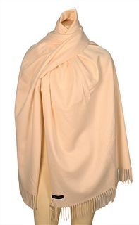 Loro Piana Fringed Cashmere Shawl, ivory, one size, in excellent condition, having label, original price $1,225.