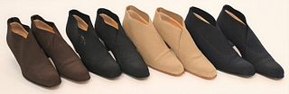 Four Pairs of Walter Steiger Ankle Boots, to include brown, black, blue and tan, having wood stack heel, size 8, condition consistent with normal wear
