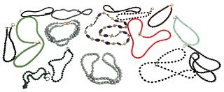 Large Group of Beaded Necklaces, to include large stone, double strand, agate, most having sterling clasps.