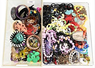 Large Group of Costume Jewelry, to include purple earrings, signed illegibly; Cadoro chain; beaded necklaces; bracelets, etc.